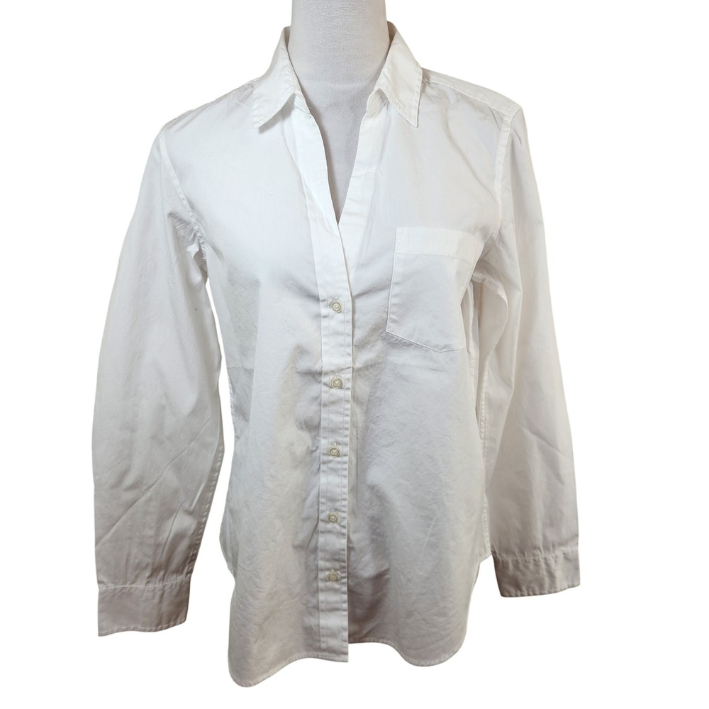 Gap Womens Perfect Shirt 80s Superfine Poplin White Button Down Size Medium